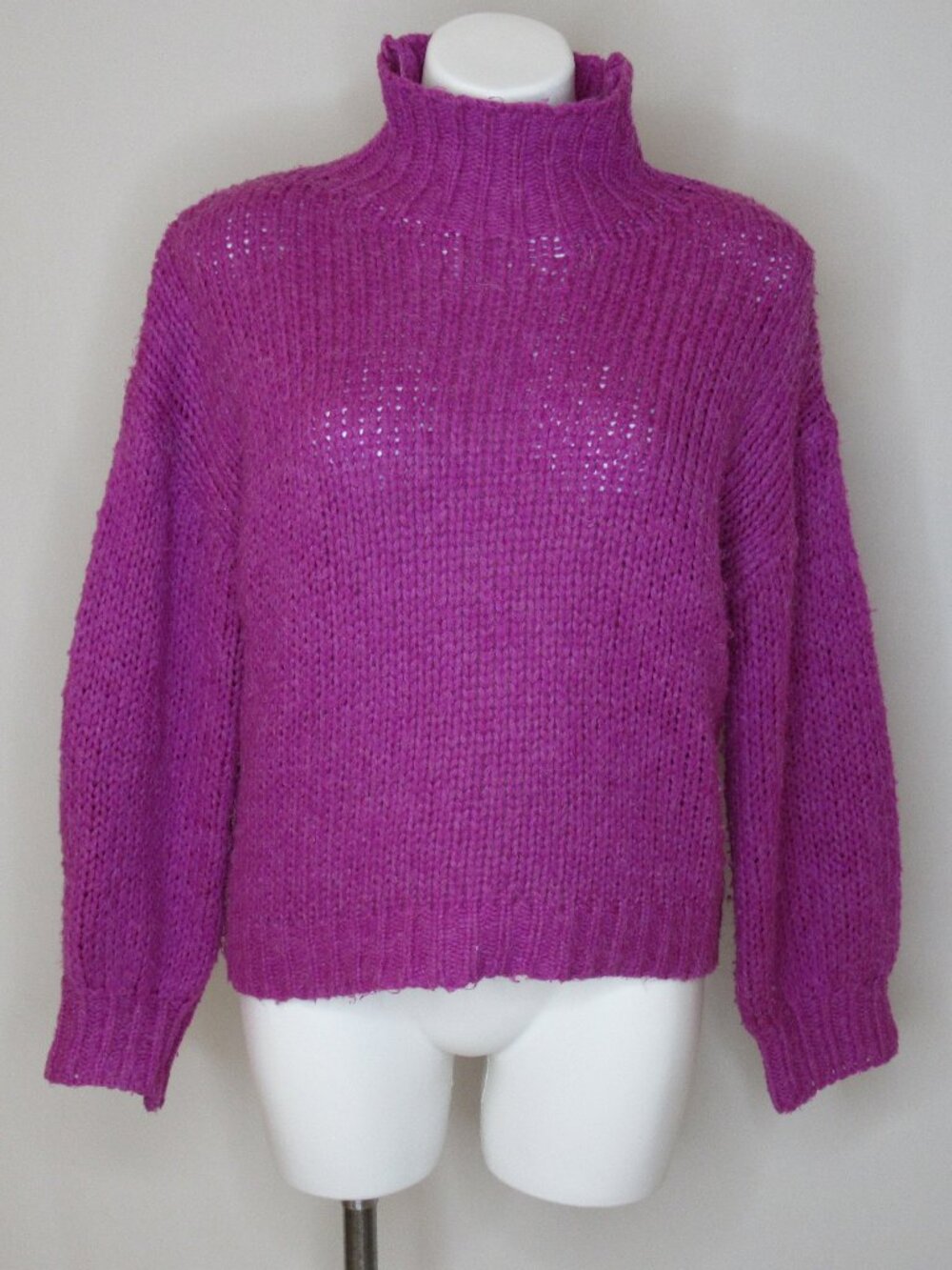 Line and Dot Magenta Pink Loose Knit Turtleneck Sweater Women's XS XSmall